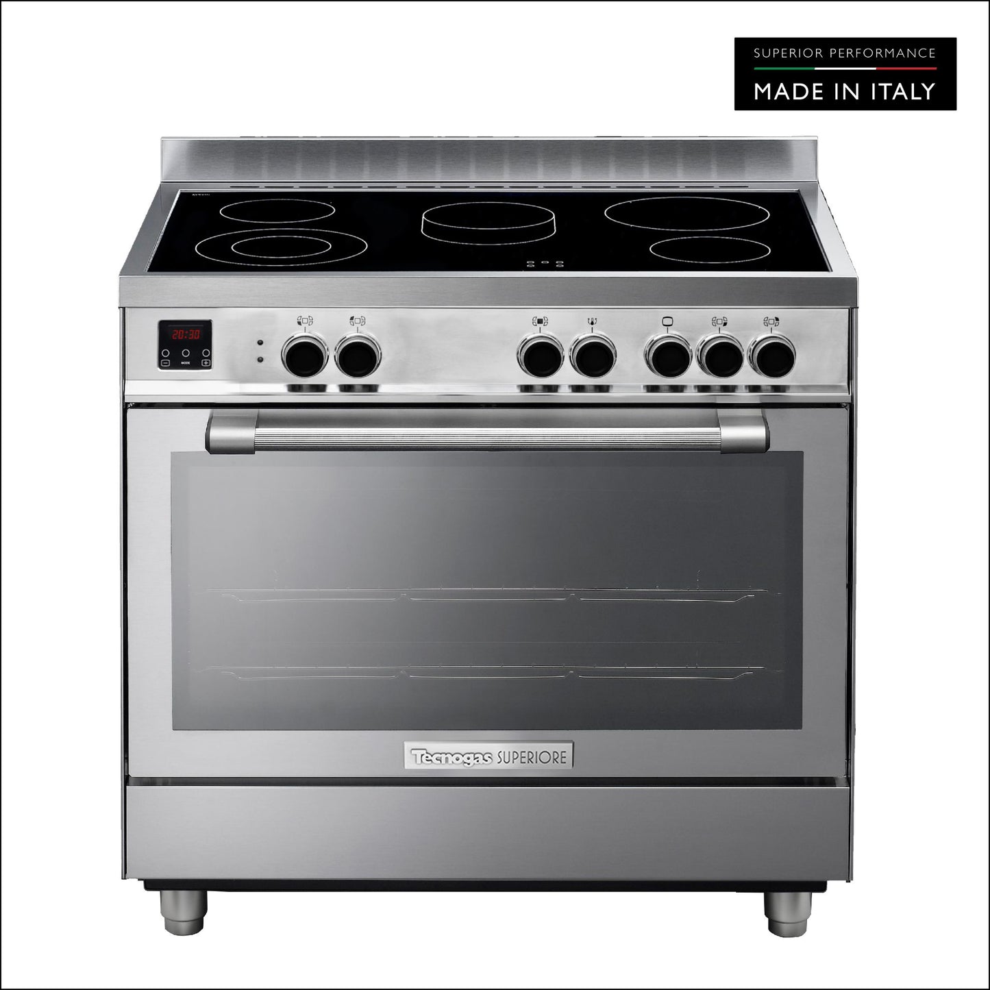 Tecnogas Superiore Cooker 133 Litre, Schott Ceran Ceramic, Full Safety, Easy-Clean Oven, Electric oven, Silver, N1X96EVTC