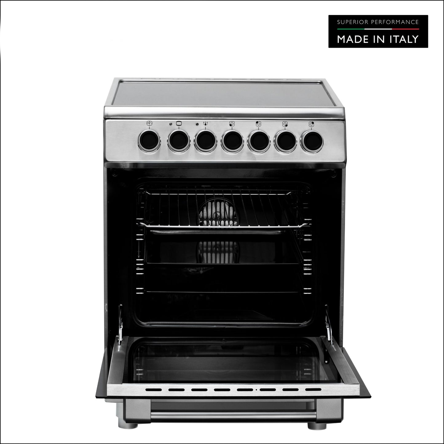 Tecnogas Superiore Ceramic Cooker 67 Litre, Schott Ceran Ceramic, Full Safety, Easy-Clean Oven, Electric oven, Silver, N2X66EVTC