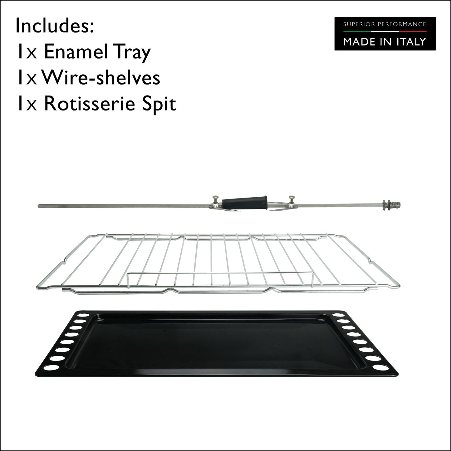 Tecnogas Superiore Cooker 133 Litre, Sabaf Burner, Full Safety, Easy-Clean Oven, Gas oven, Silver, N3X96G5VC