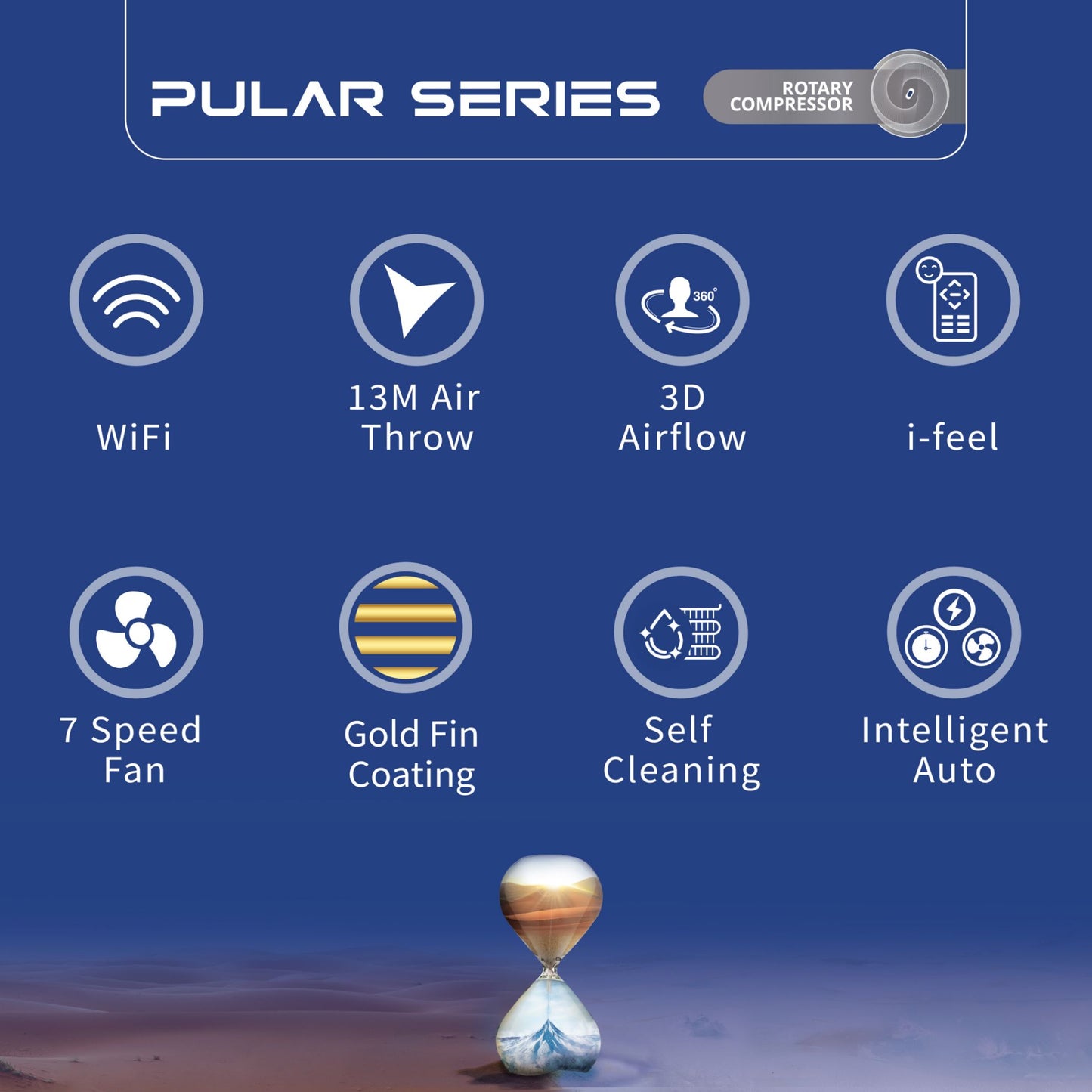 Gree Split AC 2.5 Ton, Rotary Compressor, R410 Gas, Gold Fin Coating, Turbo mode, Remote control, White, PULAR-R30C3