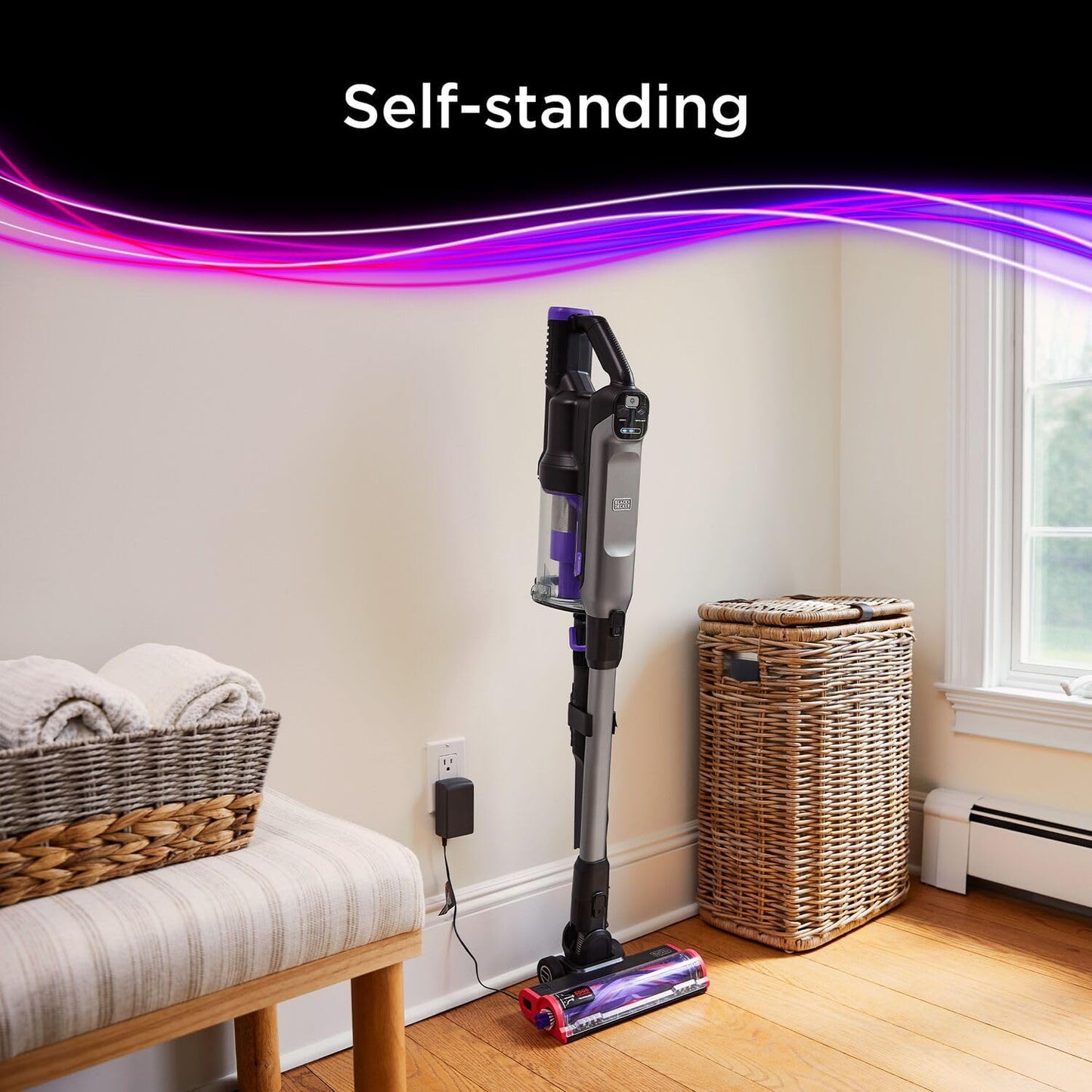 Black+Decker Cordless Stick Vacuum, Digital Motor, 21.6V/86Wh, BHFEA640WP-GB