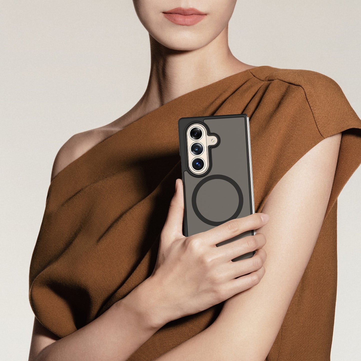 Infinyty Gleam Hybrid Matte Soft Touch MagSafe Case for Samsung Galaxy Z Fold7, Black