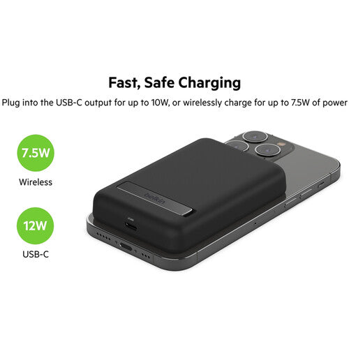 Belkin Magnetic Wireless Power Bank 5000mAh with Stand – Black