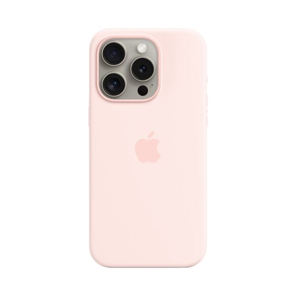 Apple iPhone 15 Pro Silicone Protective Case Cover With MagSafe Light Pink