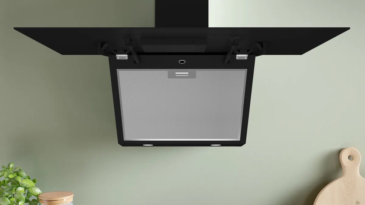 BOSCH SERIES 6 WALL-MOUNTED COOKER HOOD 90 CM, BLACK GLASS PRINTED, DWK97PJ60M