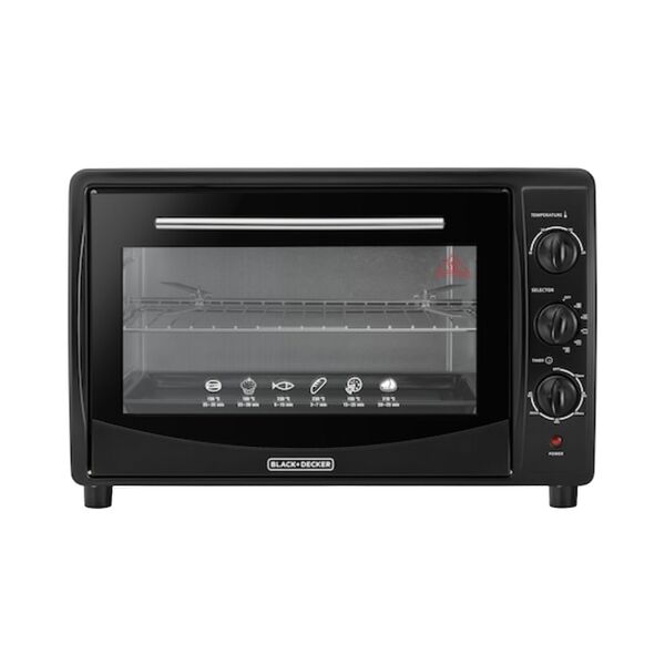 Black + Decker 45L Double Glass Multifunction Toaster Oven with Rotisserie for Toasting/Baking/Broiling Black TRO45RDG-B5