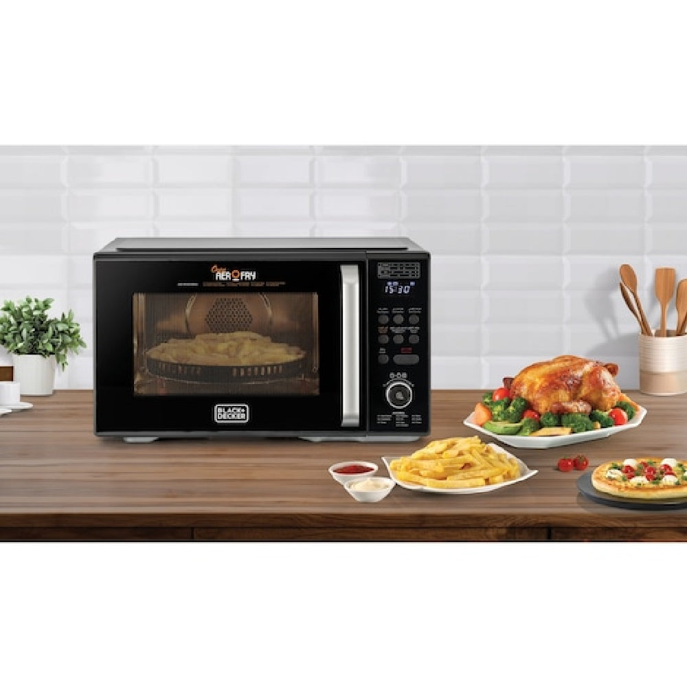 Black + Decker 4-in-1 Digital Microwave Oven with Air Fryer, Grill & Convection, 29L, Black - MZAF2910-B5, by Black + Decker