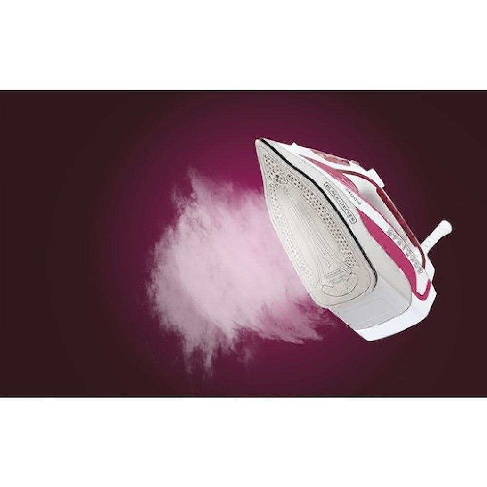Black + Decker 2400W Steam Iron with Auto Shutoff and Ceramic Soleplate Magenta X2400-B5