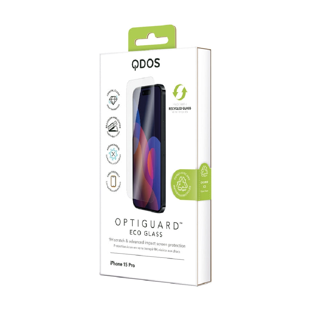 Qdos Optiguard Eco Glass Tempered Glass Screen-Protecto for Apple iPhone 15 Pro Clear