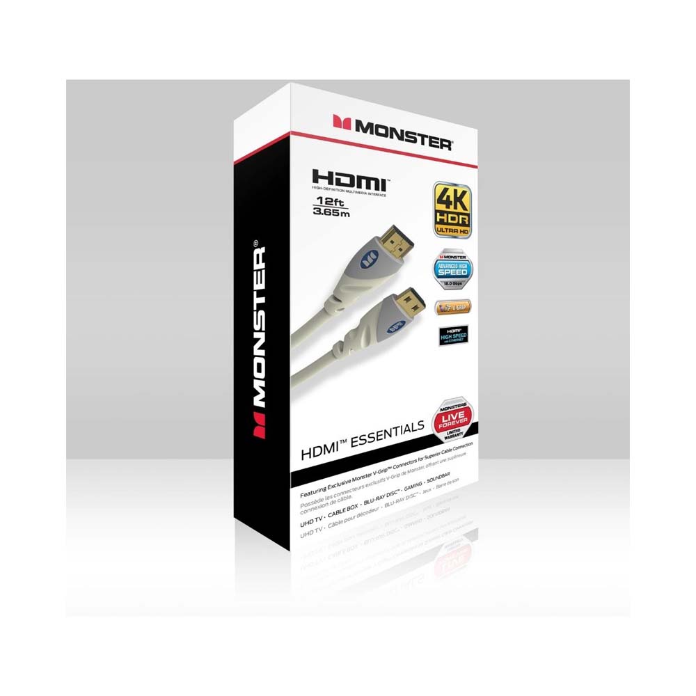 Monster Essentials UltraHD 4K HDMI Cable 12ft White