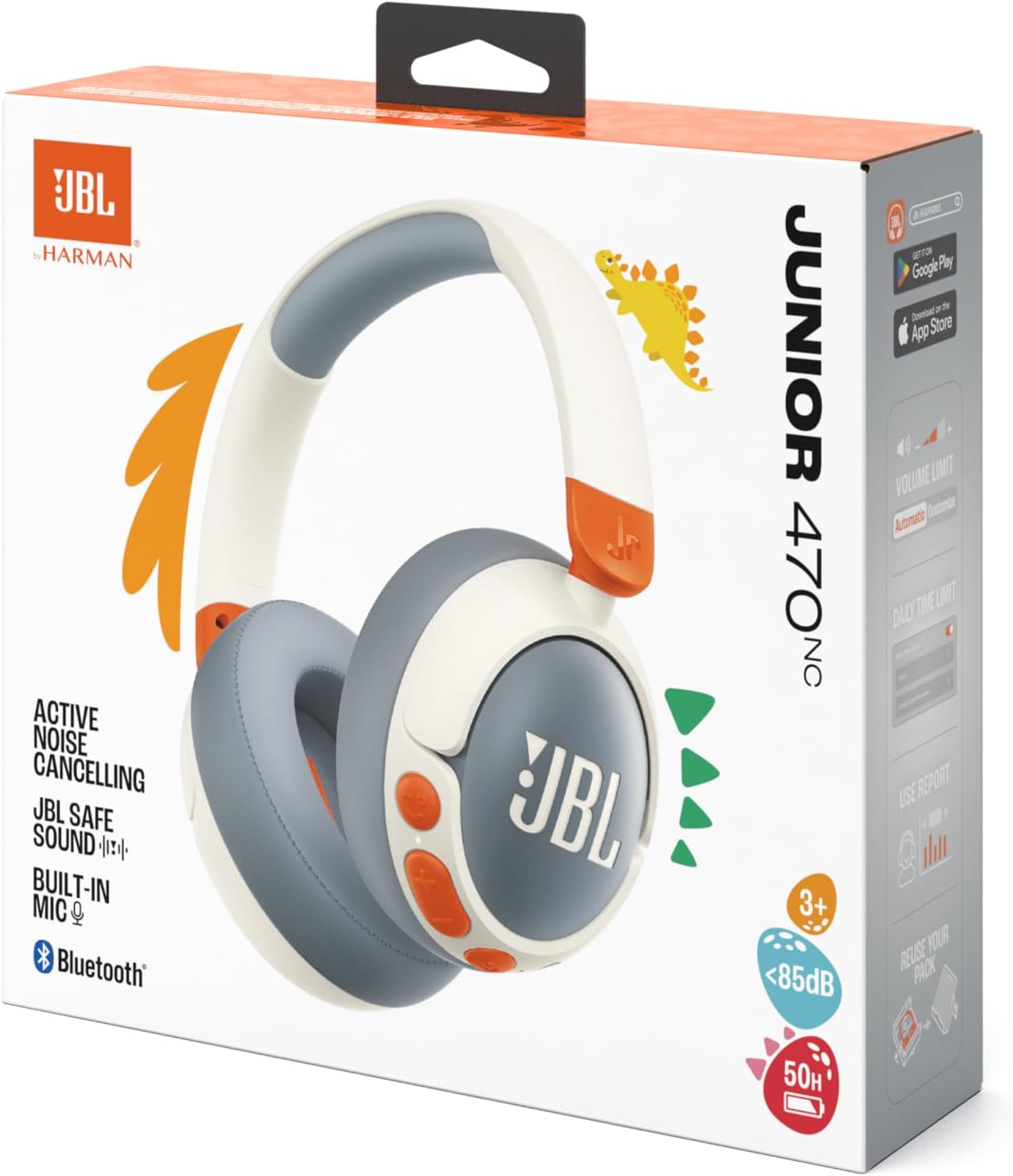 JBL Junior 470NC Noise Cancelling Kids Headphones White