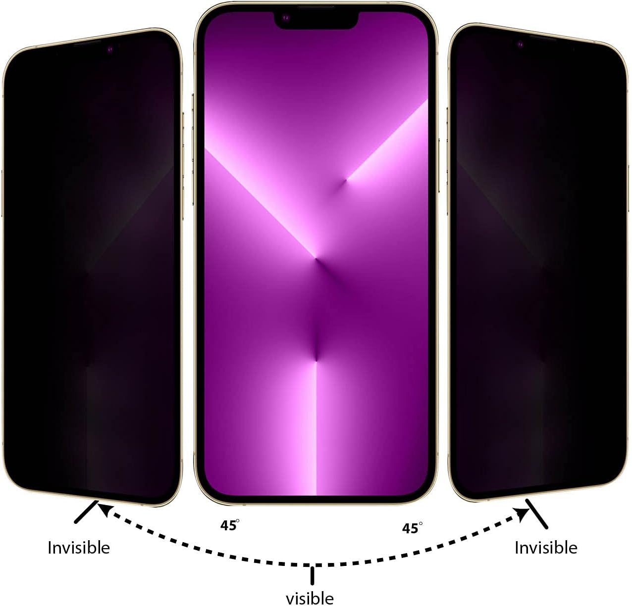 PROTECT iPhone 13 Pro Max Privacy Screen Protector, 9D Tempered Glass, Anti Scratch, Matte , Black, PIP13PMTGM