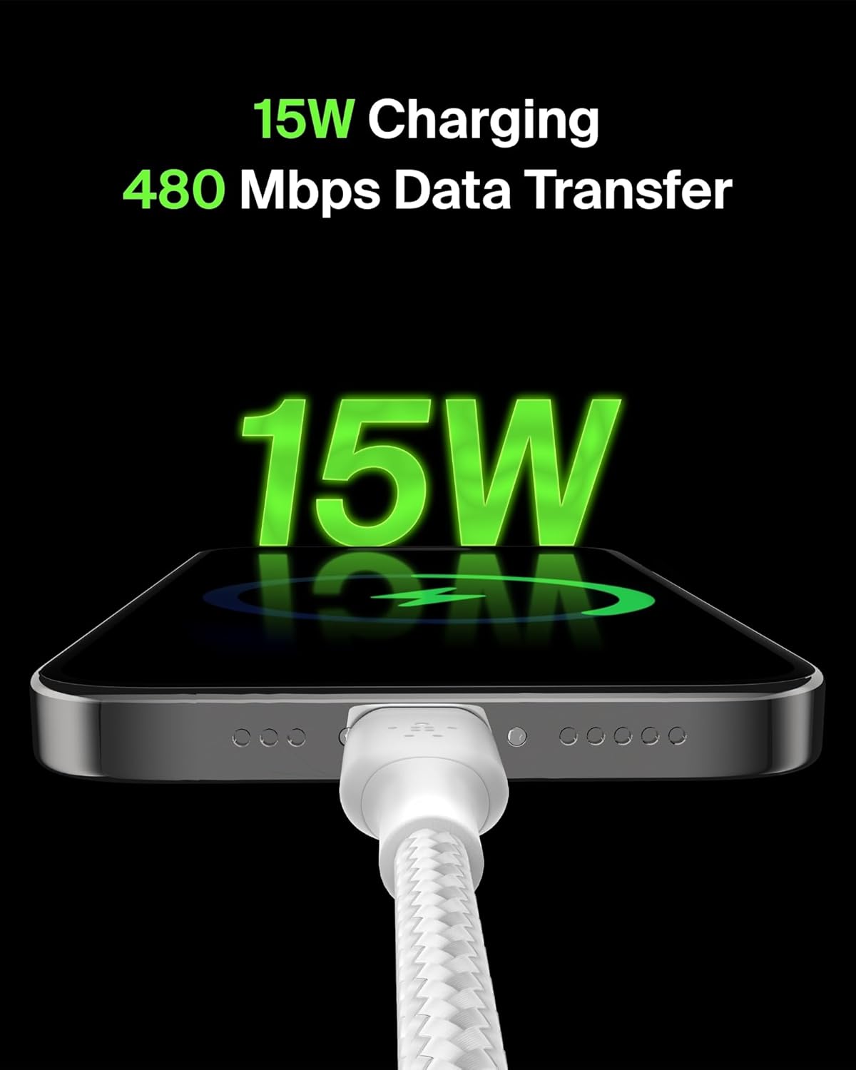 Belkin Braided USB-A to USB-C Charging Cable 2M – Fast Charging Data Cable – White