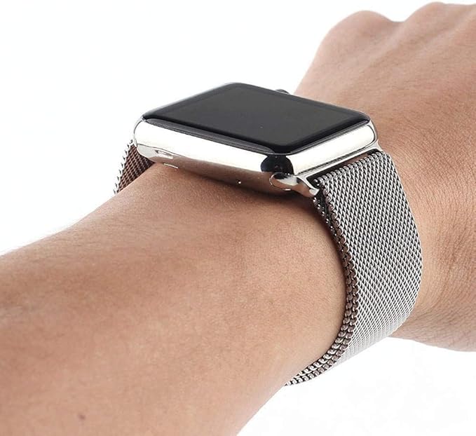 PROTECT Milanese Band Watch Strap, For Apple Watch, 42/44/45mm, Silver, MWS42S