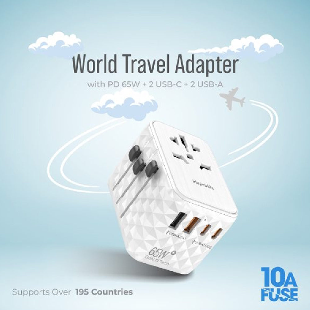 Blupebble Passport 2.1 World Travel Adapter White