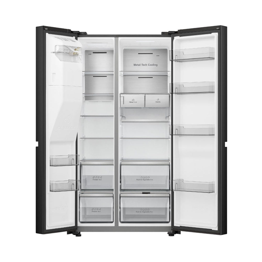 Gorenje Side By Side Refrigerator 601L Black NRS9181VBIU + Free Hot Air Fryer