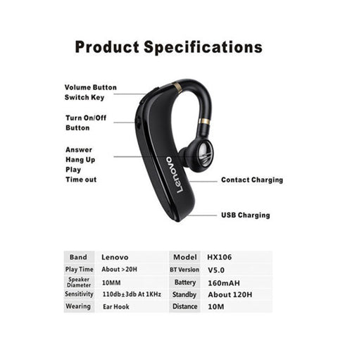 Lenovo Business Bluetooth Earphones Black