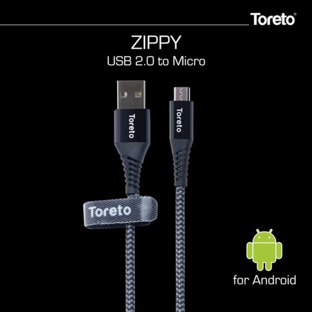 Toreto Zippy Micro USB Charging Cable 1m Black