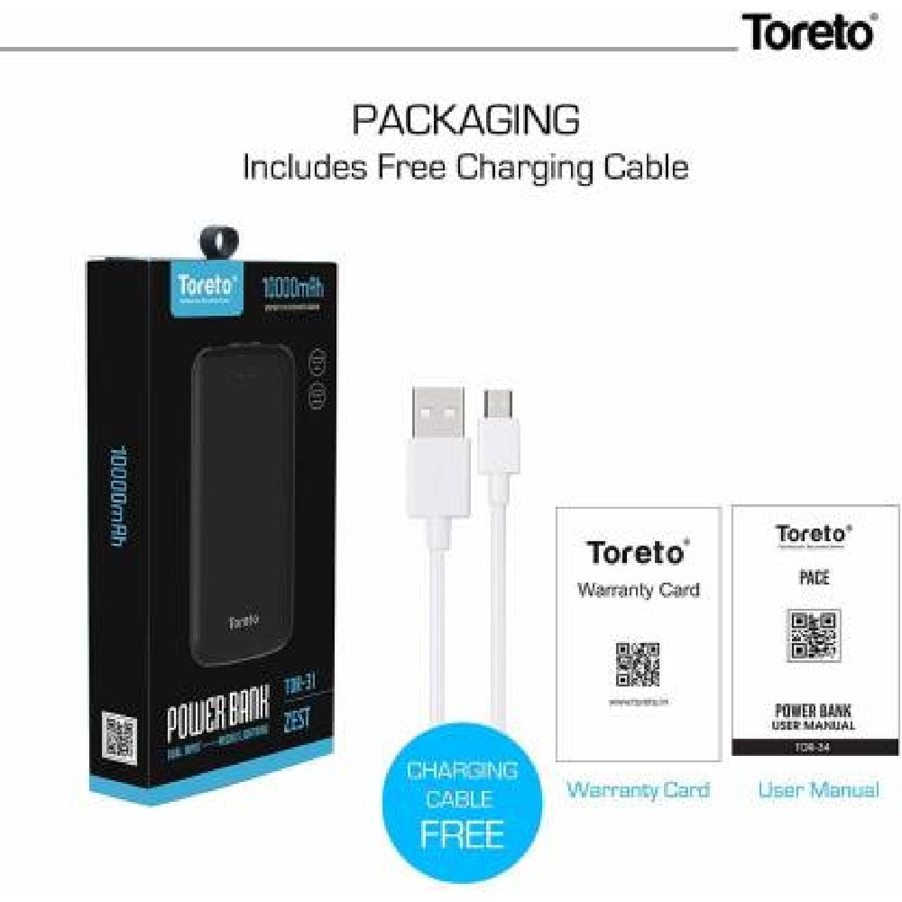 Toreto ZEST Slim Power Bank 1000mAh White