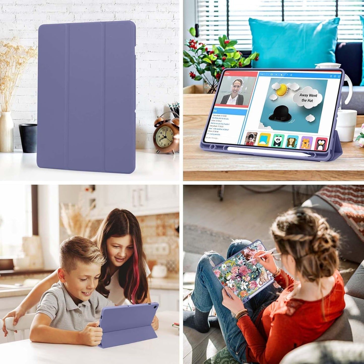 PROTECT Samsung Tab A9 Protective Tablet Cover, Silcon, Trifold Stand , Auto Wakeup Sleep, Pen Slot, Blue, PSTA9BLU