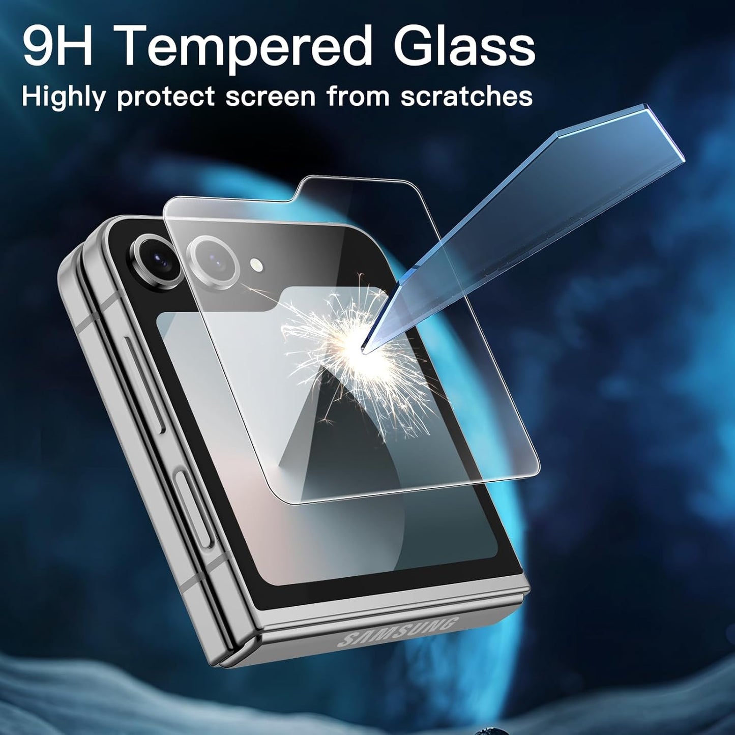PROTECT Samsung Z Flip 6 Tempered Glass Screen Protector, Anti Scratch, Clear, CZFLP6