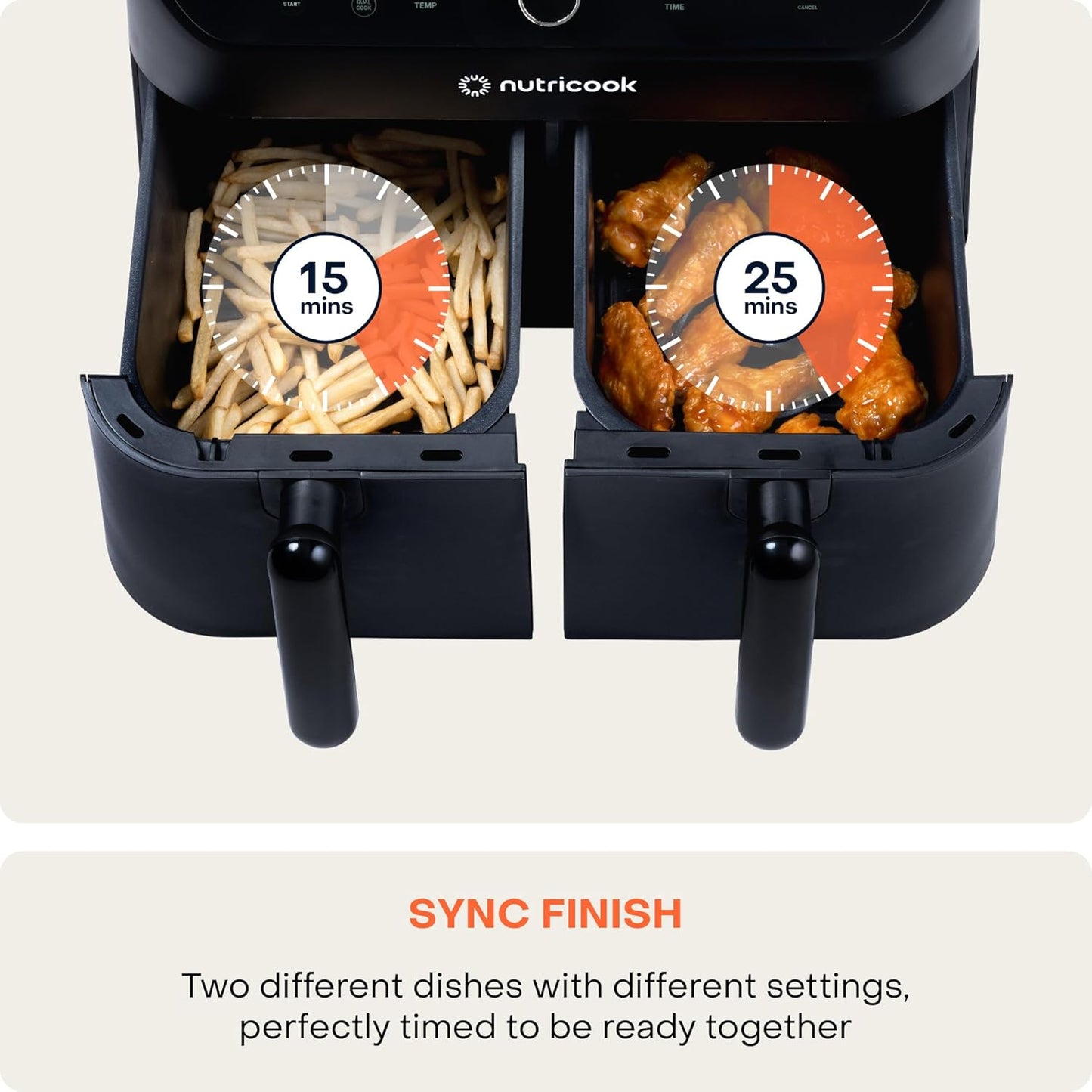 Nutricook Air Fryer Duo 2, 8.5L Independently Controlled Dual Baskets, AFD185