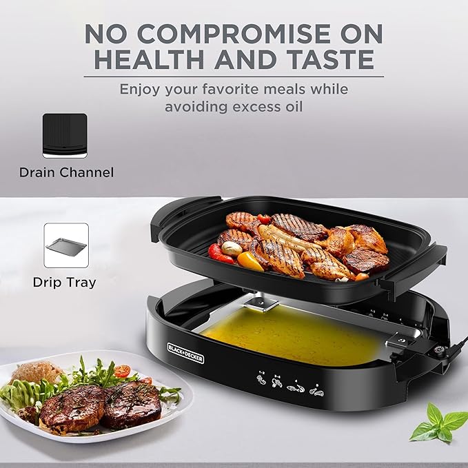 BLACK+DECKER Electric Health Grill,1500W, BD-GH1500-B5
