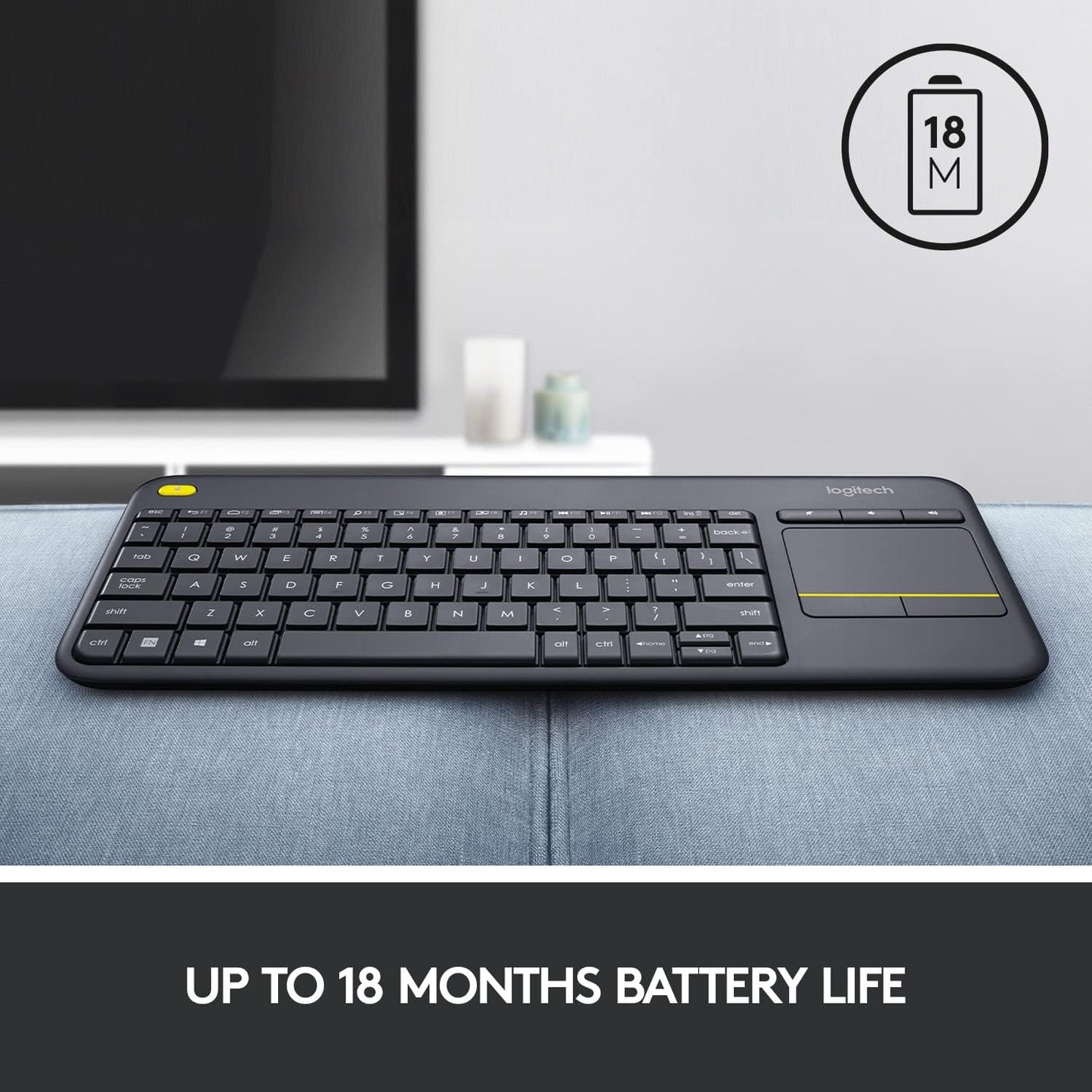 Logitech K400 Plus Wireless Touch Keyboard Arabic Black