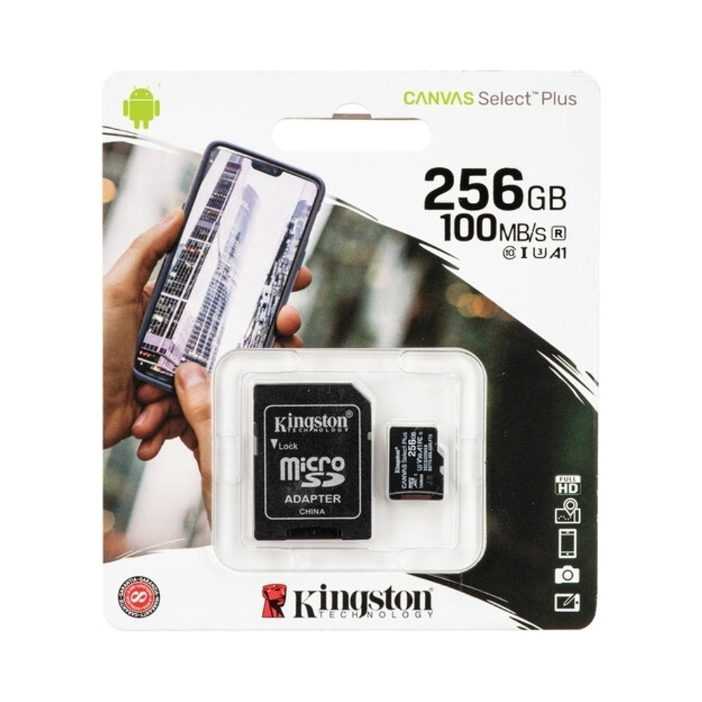 Kingston Canvas Select Plus MicroSDXC Memory Card with SD Adapter 256GB Black