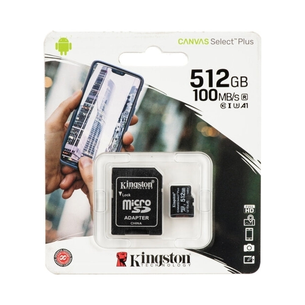Kingston Canvas Select Plus MicroSDXC Memory Card with SD Adapter 512GB Black