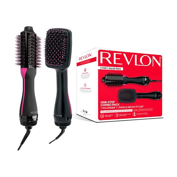 Revlon Volumiser+Paddle Brush Styler One-Step Combo Pack Black