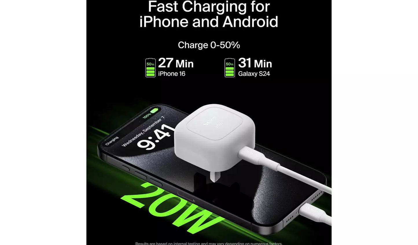 Belkin 20W USB-C Wall Charger Fast Charging Adapter – White