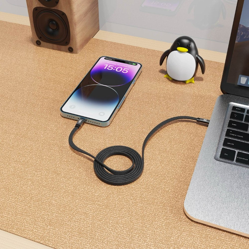 Infinyty Mag Loop Flat Magnetic Braided Cable USB-C to USB-C, 100W, 1m, Black