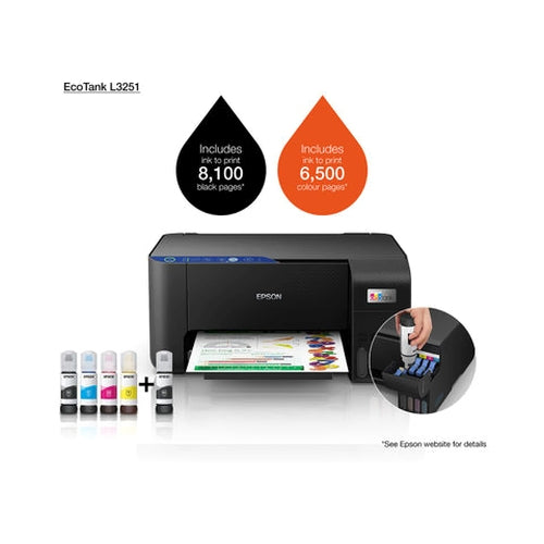 Epson EcoTank L3251 A4 All-In-One Ink Tank Printer Black
