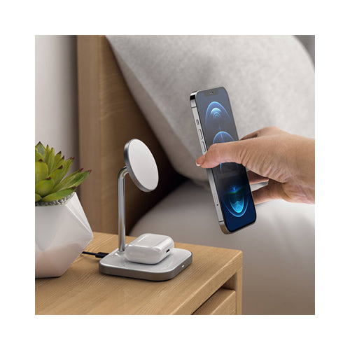 Satechi 2-In-1 Magnetic Wireless Charging Stand White