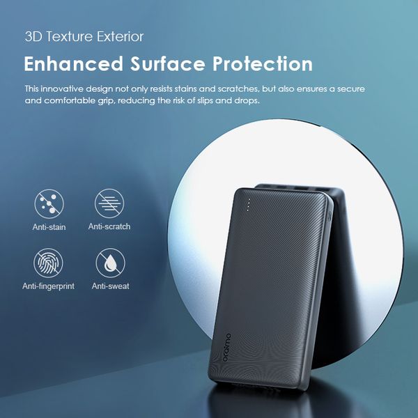 Oraimo traveler 15 Dual input Power Bank, 15W Type-C IN & OUT, Fast Charging, 20,000 mAh, Black, OPB-1200