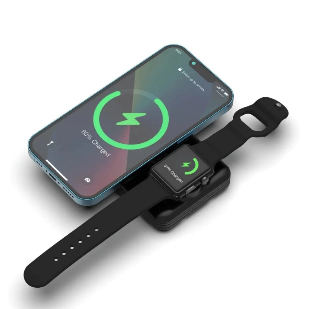 Aspor Wireless Magnetic Power Bank with Built in Cables 10000mAh Black