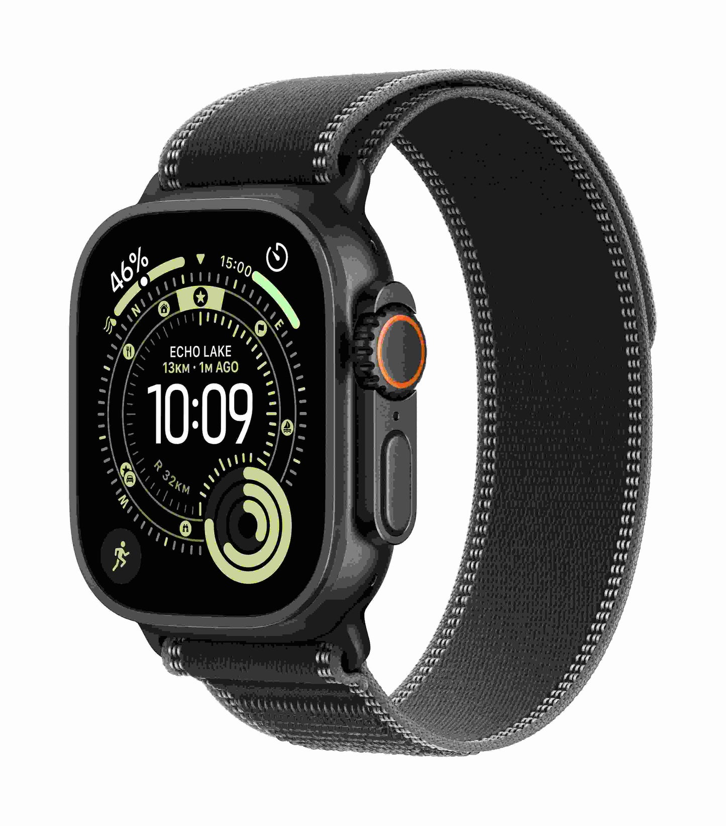 Apple Watch Ultra 3 GPS + Cellular 49mm, Black Titanium Case with Black/Charcoal Trail Loop, S/M