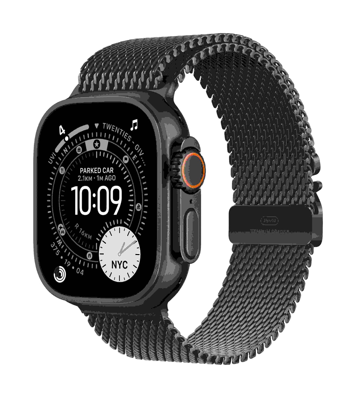 Apple Watch Ultra 3 GPS + Cellular 49mm, Black Titanium Case with Black Titanium Milanese Loop, Medium