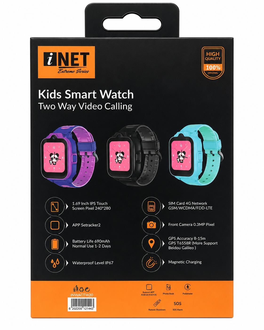 iNet Kids Smart Watch GPS Phone Watch with Two-Way Video Calling, Assorted