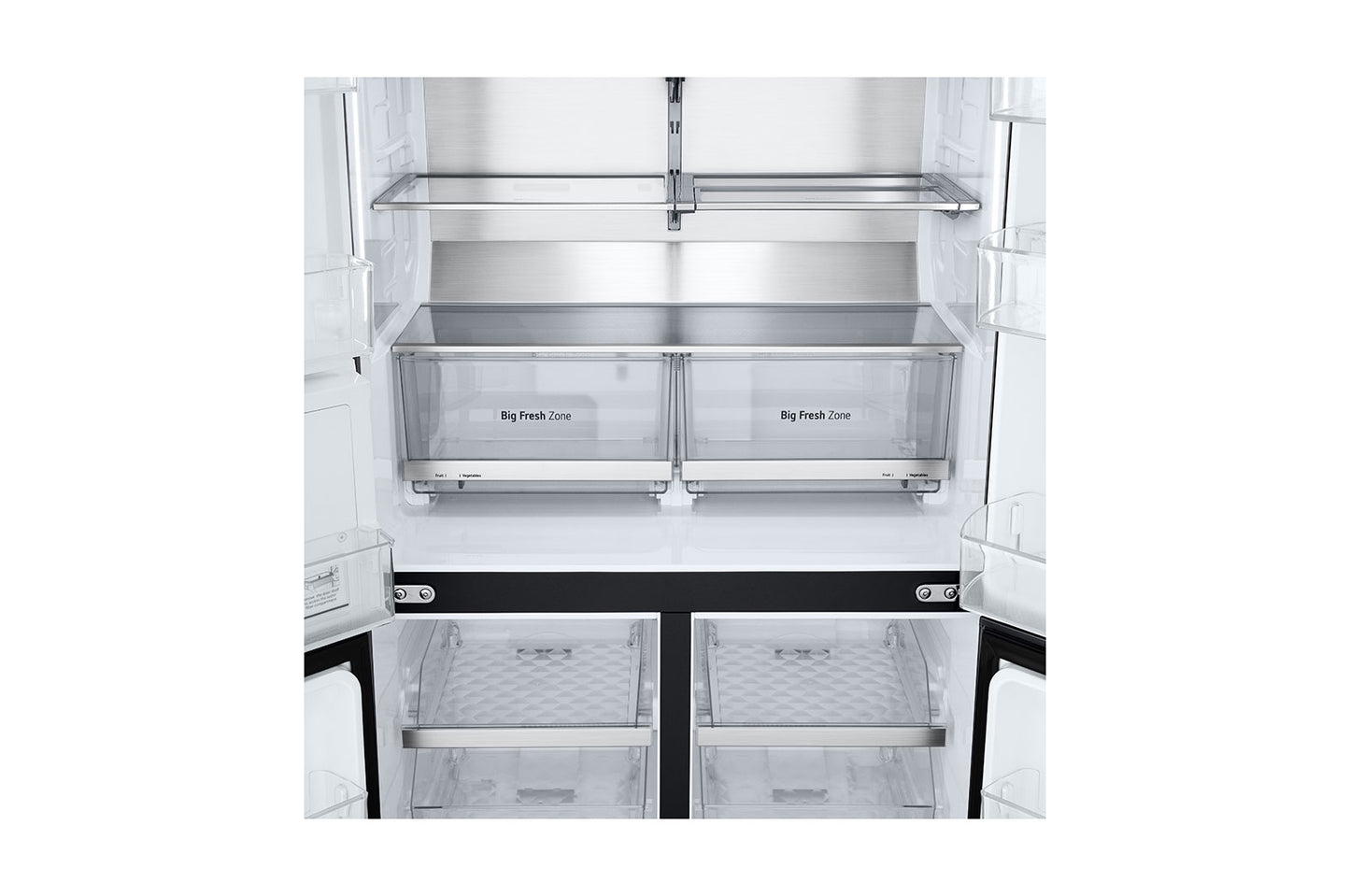 LG Black Glass InstaView, French Door Fridge, Essence Black Steel 681L GR-X34FFCAB