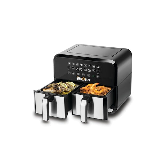 BLACK+DECKER Dual Air Fryer,1700W, 4L + 4L, Stainless Steel Finish, DZAF1700-B5