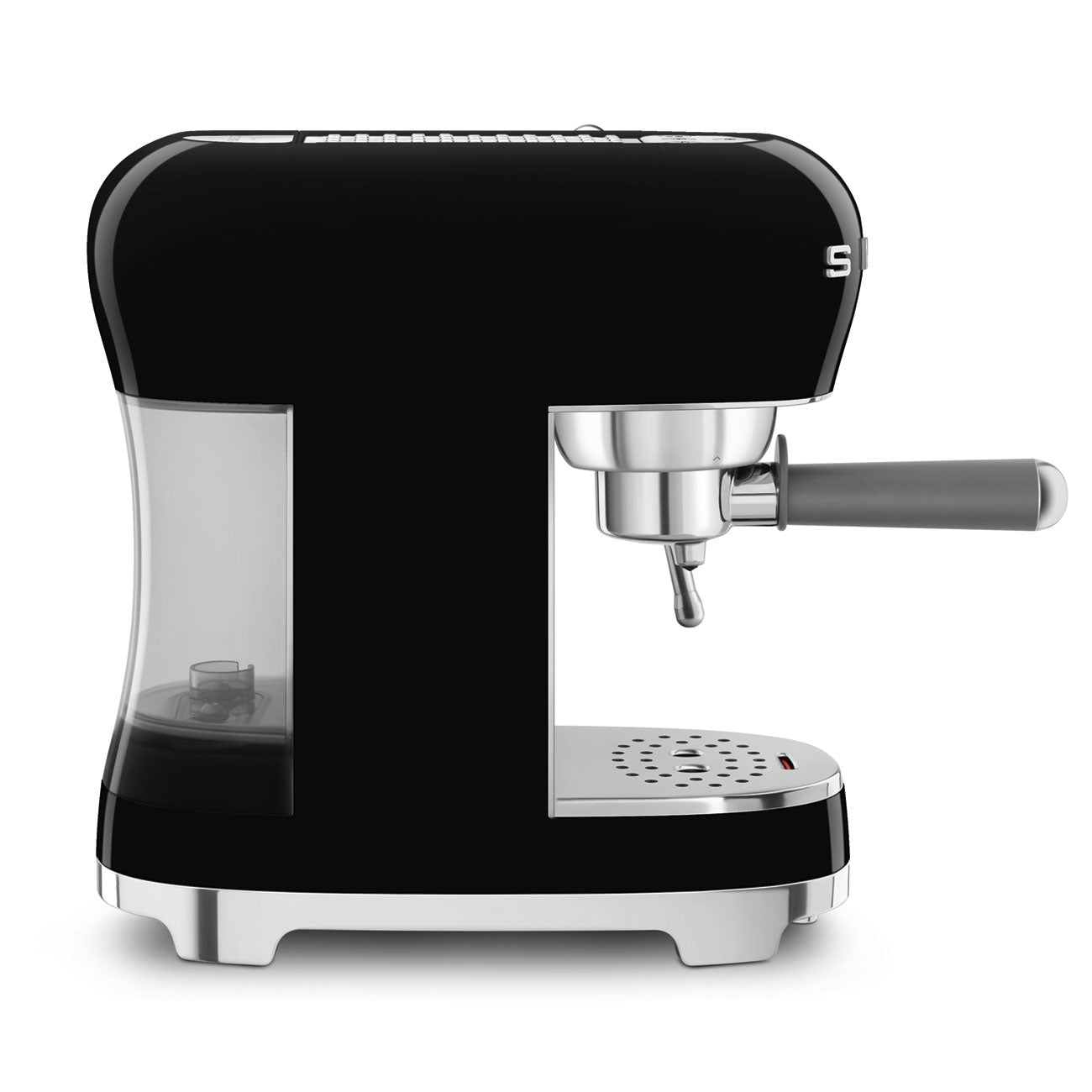 Smeg 50's Style Espresso Coffee Machine with Pump, Stainless Steel filter holder, Metal Steam Lever, Thermoblock Heating system, 15 Bar Pressure, Removable Drip tray with water indicator, Steam option, Stop Flow Function, Black, ECF02BLUK