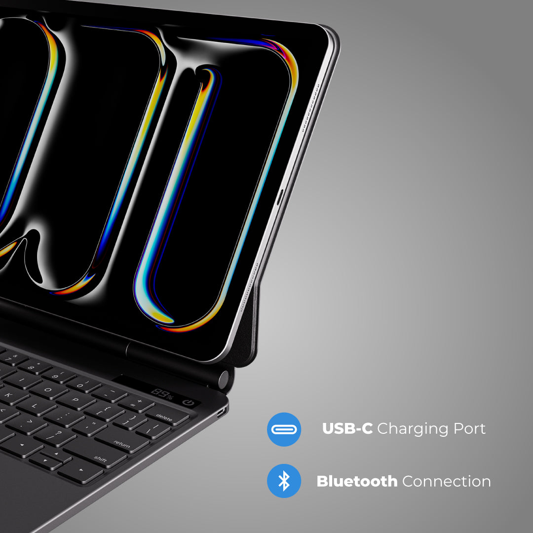 Blupebble iPad Pro 13-inch Magic Folio with Trackpad Keyboard Eng/Arb, Black