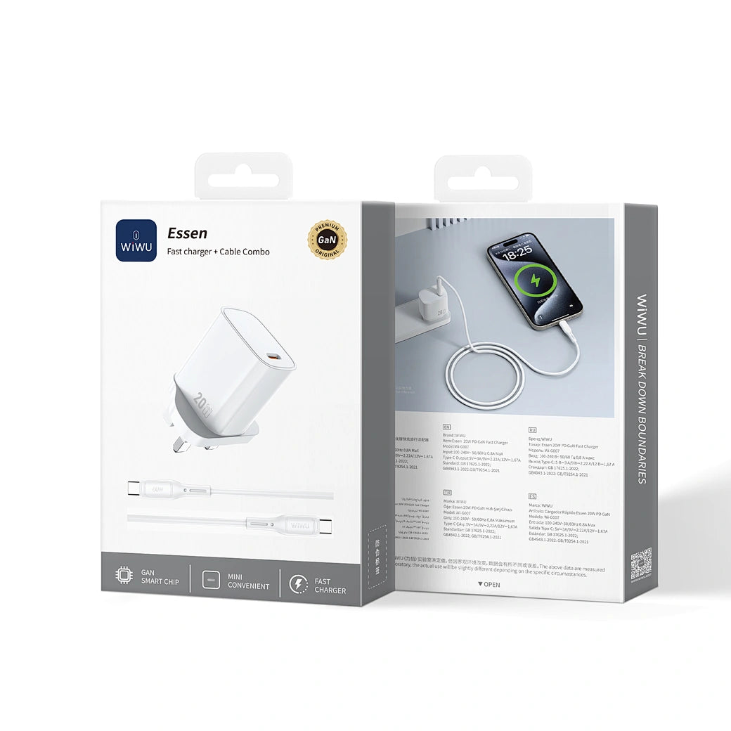 WiWU WI-G007 20W GaN Charger+Type C Cabl