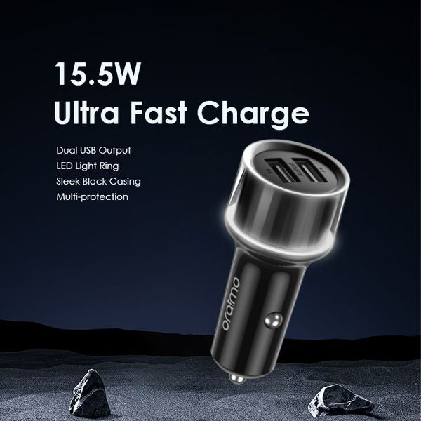 Oraimo Highway 15 Bundle Car Charger, 3-IN -1 CABLE included, 15.5W, Black, OCC-1152D+X93