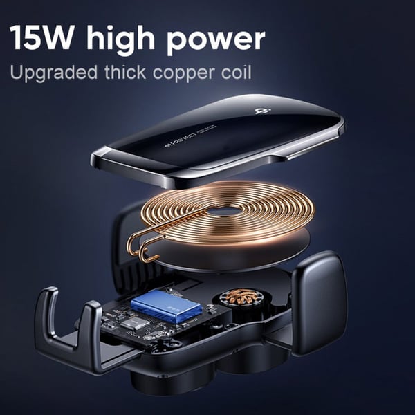 PROTECT Auto Align 15W Wireless Car Holder, Fast Charging , Black, JR-Z248