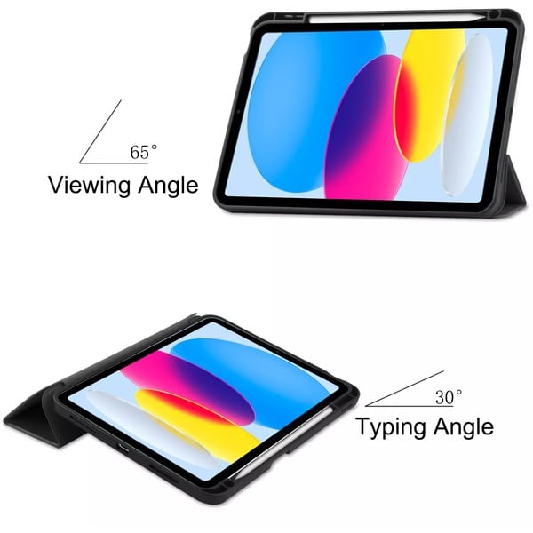 PROTECT iPad 10th Gen Magnetic Ipad Cover, Trifold Stand, Auto Sleep / Wake up, Silicon, Black, MIPAD10BLK