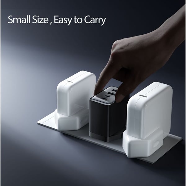 Protect GaN Ultra Dual Type C Ports Power Adapter, Dual Type A USB Ports, 100W Cable included, Grey, TCG02