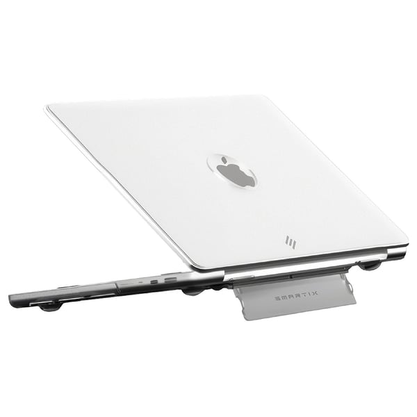 Smartix Premium Matte Transparent Shell with Stand for Macbook Air 13.6-inch, White